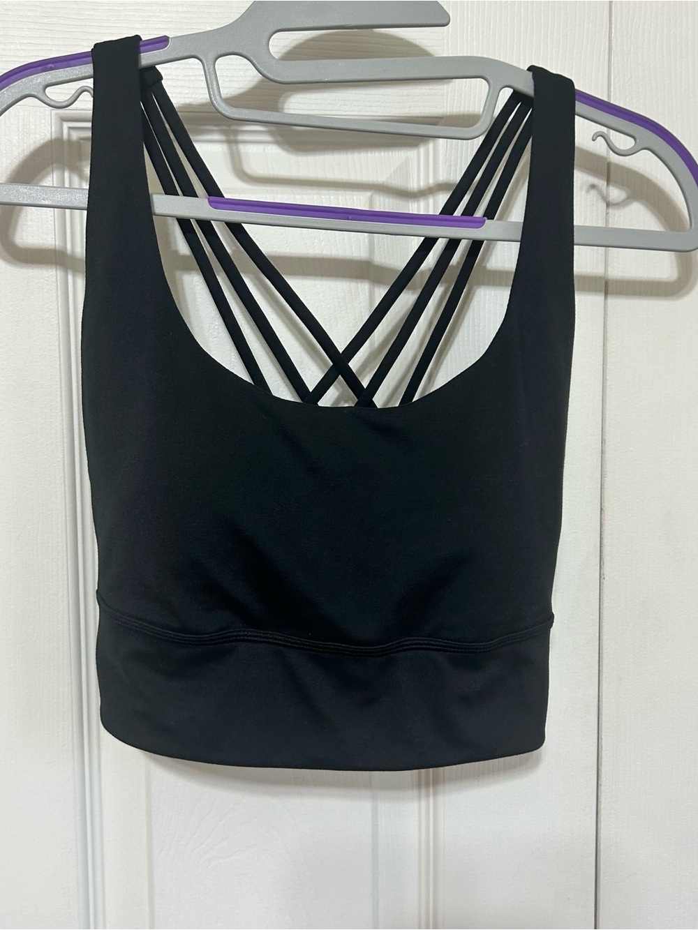 Victoria's Secret Black Strappy Back Bralette New Black Sz L wireless padded NWT